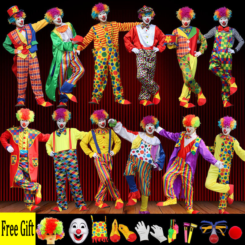 Halloween Masquerade Costumes Funny Circus Clown Costume Naughty Harlequin Uniform Cosplay Dress For Women Men 